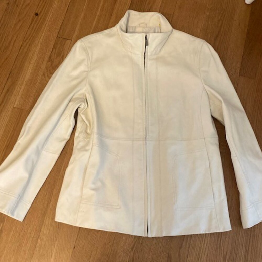 Calvin Klein Tailored Off-White Leather Jacket, XL